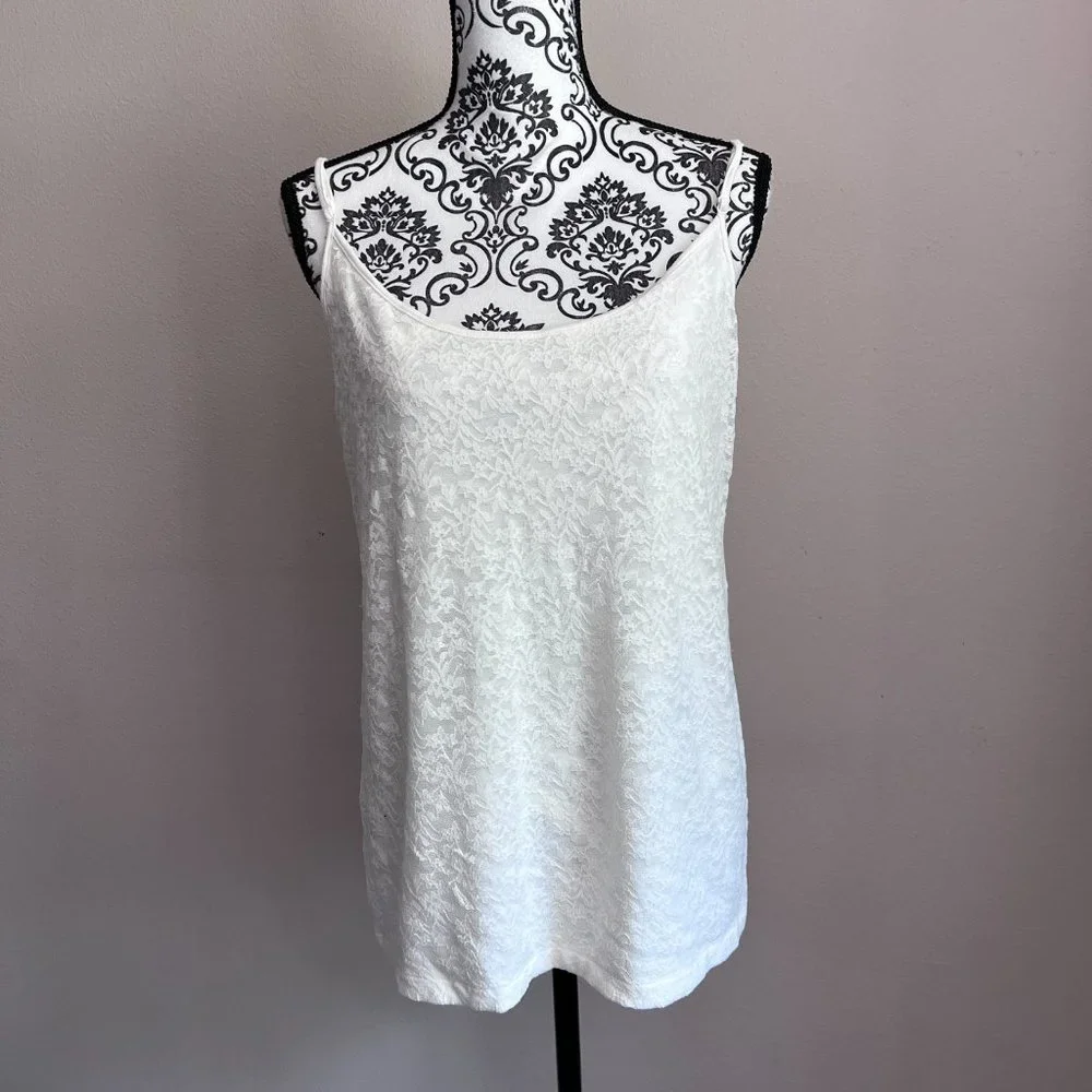 Ann Taylor LOFT Adjustable Strap Lace Front Cami Tank Top - Ivory - Size XL - Picture 6 of 6